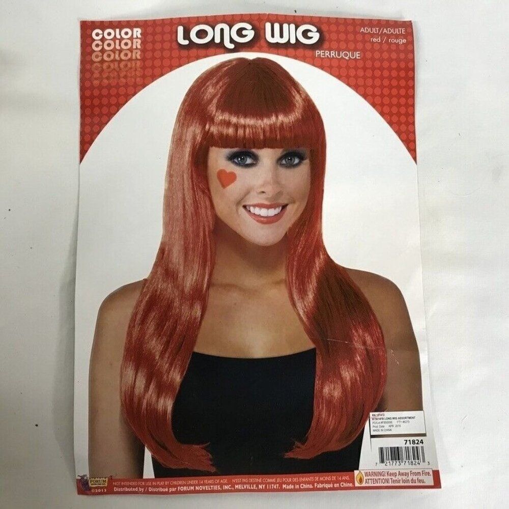 Wig Neon Red Long Bangs Theater Dress-up Halloween Costume Ariel Mermaid Cosplay